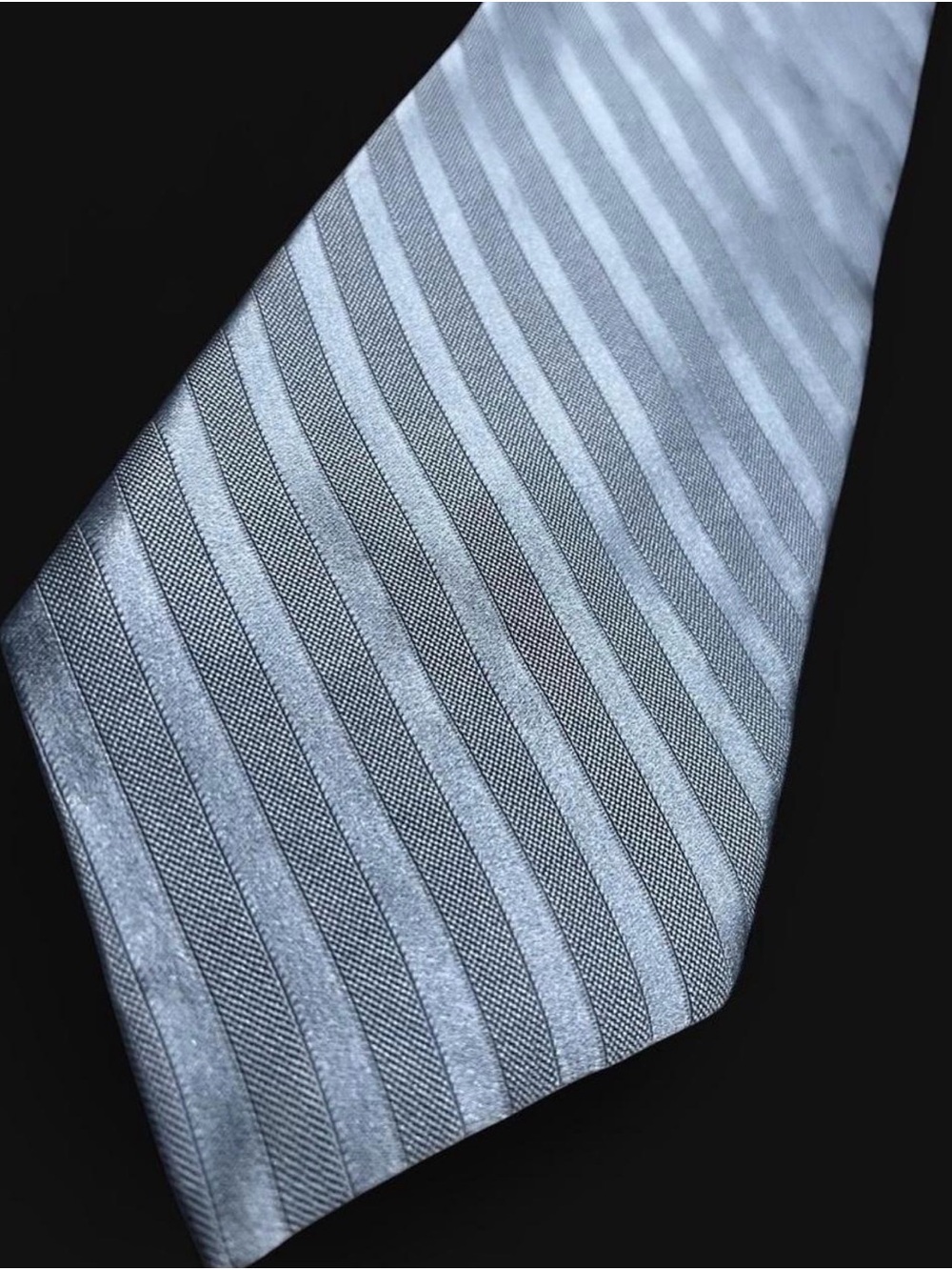 Vintage 90s Donna Karan New York Silk Tie - Slate Blue Textured Stripe